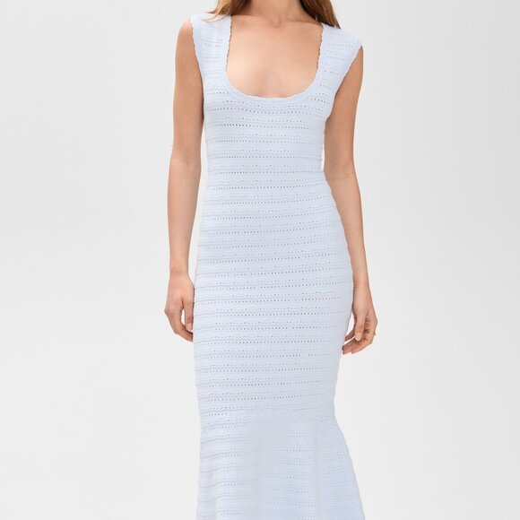 LoveShackFancy | Leigh Pointelle Knit Midi Dress Blue | NWT - Picture 13 of 16